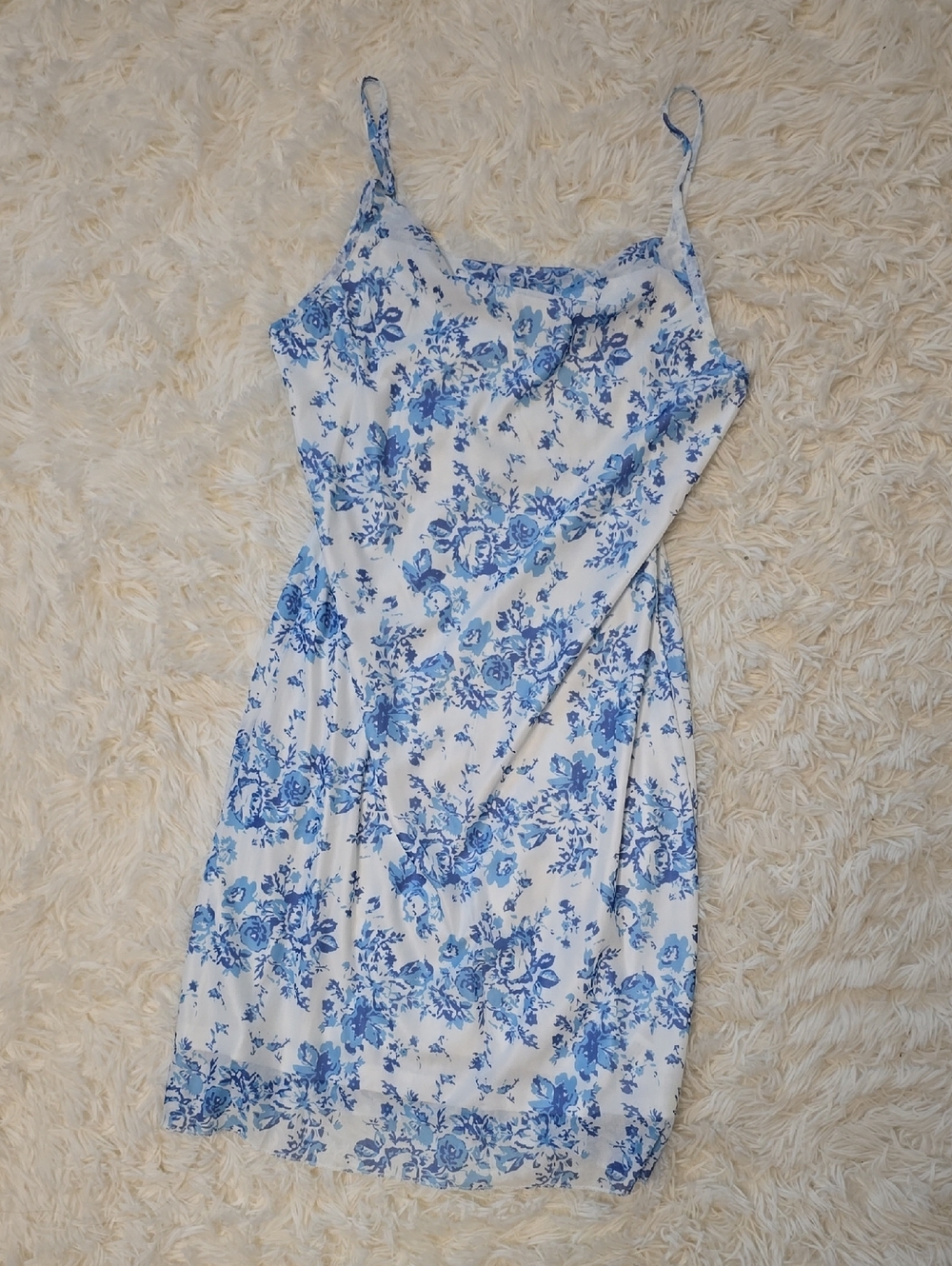 Blue Floral Slip Dress - White & Blue Summer Dress